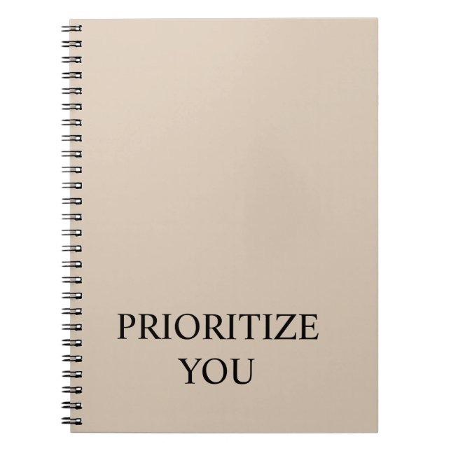 Minimal Prioritera Du Citat Beige Anteckningsbok (Framsidan)