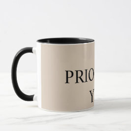 Minimal Prioritera Du Citat beige Mugg