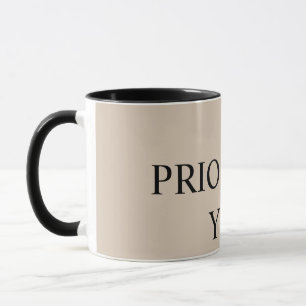 Minimal Prioritera Du Citat beige Mugg