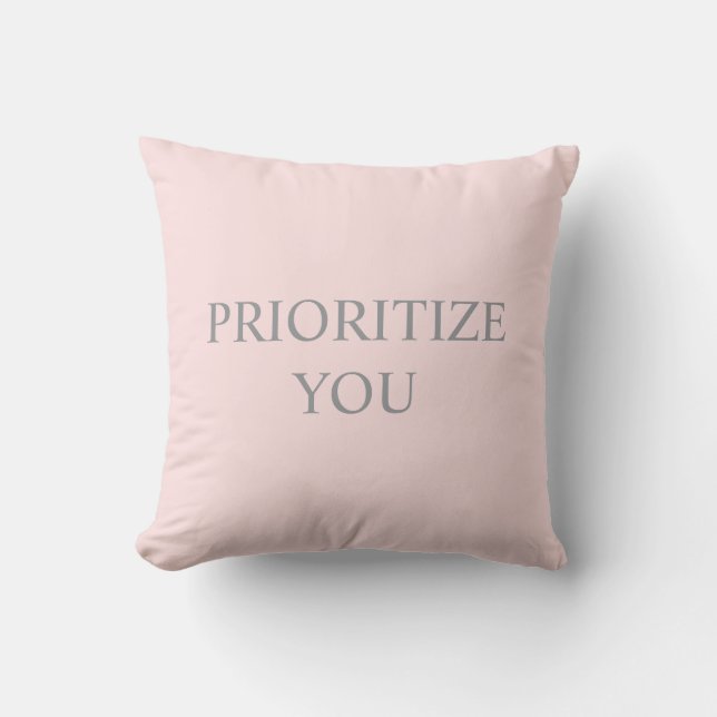 Minimal Prioritera Du Citat pastellrosa Kudde (Framsida)