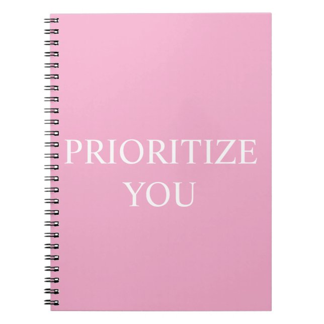 Minimal Prioritize You Quote Dusty Rose Pink Anteckningsbok (Framsidan)