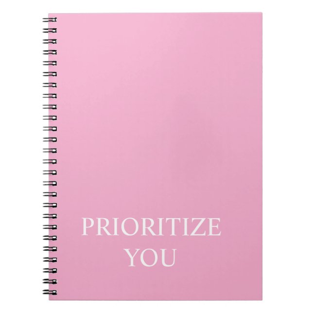 Minimal Prioritize You Quote Dusty Rose Pink Anteckningsbok (Framsidan)