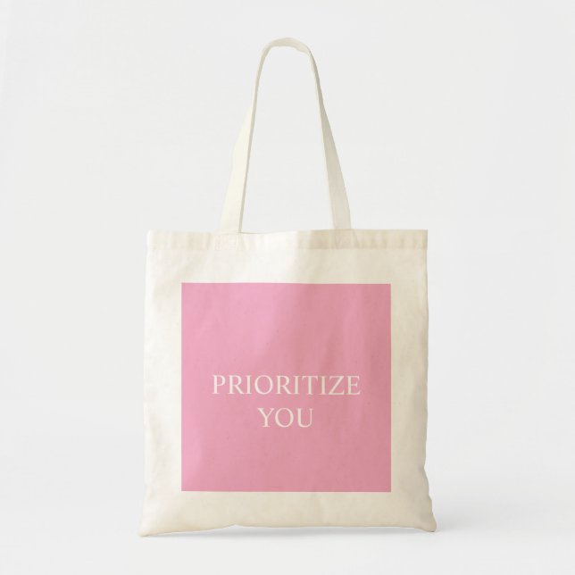 Minimal Prioritize You Quote Dusty Rose Pink Tygkasse (Framsidan)