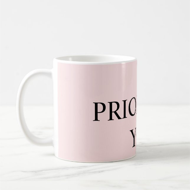 Minimal Prioritize You Quote pastel pink Kaffemugg (Vänster)