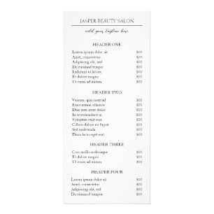 Minimal Pris lista med modern Elegant Reklamkort
