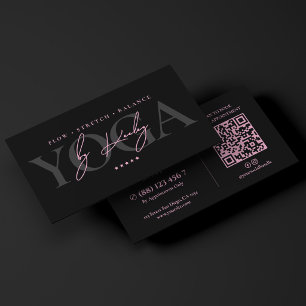 Minimal Privat Yogainstruktör Svart Rosa Visitkort