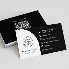 Minimal Professional Custom Logo QR Code Black Visitkort