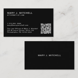 Minimal Professional QR Code Black Visitkort