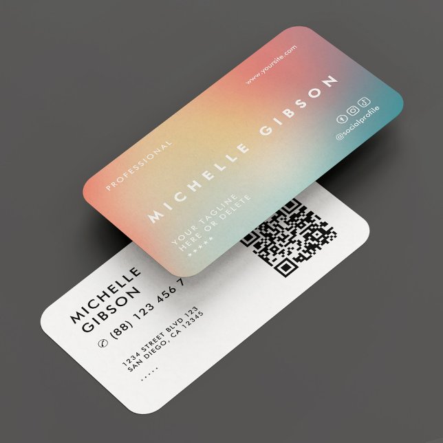 Minimal Professionell Aesthetic Peach Teal Visitkort (Minimal Professional Aesthetic Ombre Peach Teal Business Card
)