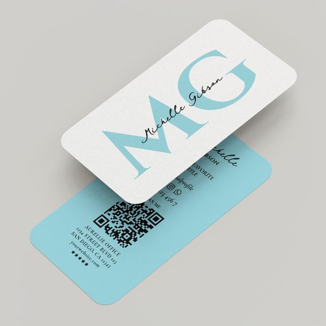 Minimal Professionell ÄG Blue Initialer Modern Visitkort (Minimal Professional Egg Blue Initials Modern Business Card
)