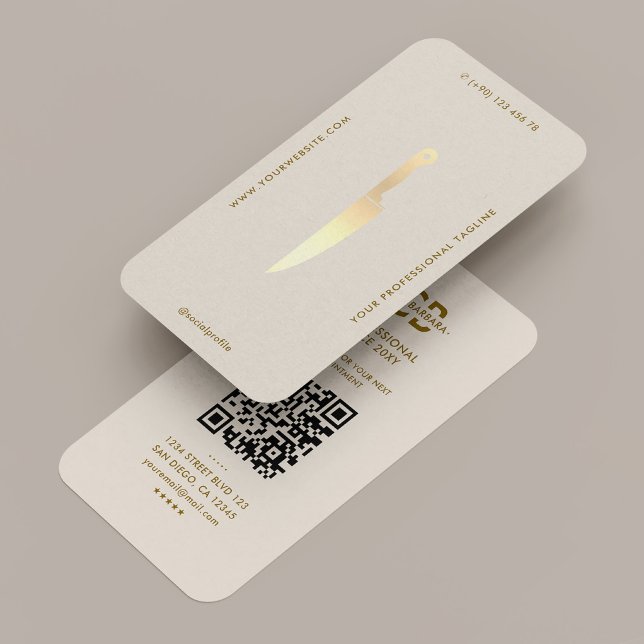 Minimal Professionell Chef Knivar Sand Visitkort (Minimal Professional Chef Knife Sand Business Card
)