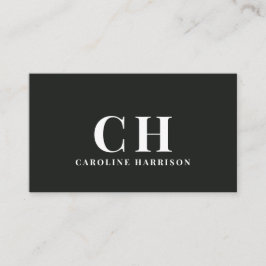 Minimal Professionell, enkelt Monogram svart Visitkort