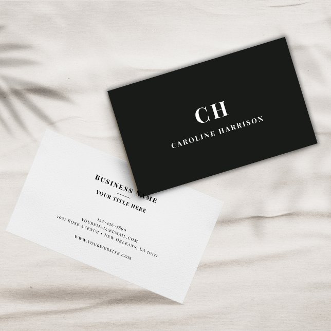 Minimal Professionell, enkelt Monogram svart Visitkort (Skapare uppladdad)