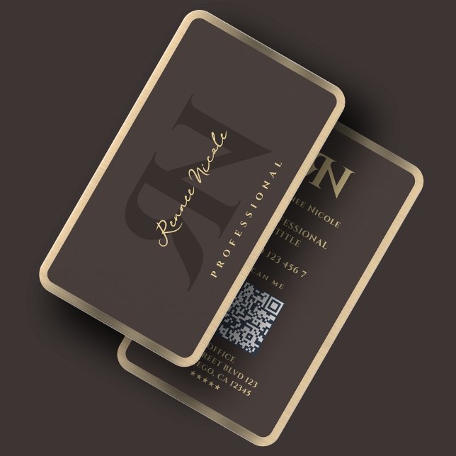 Minimal professionell espressofärgad falsk guldram visitkort (Minimal Professional Espresso Faux Gold Frame Business Card
)