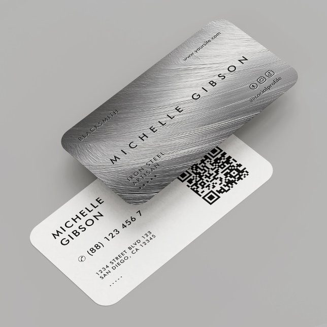 Minimal Professionell Faux Silver Metallic Modern Visitkort (Minimal Professional Faux Silver Metallic Modern Business Card
)
