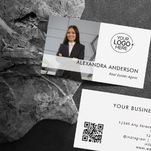 Minimal Professionell för Business Logotyp Foto QR Visitkort