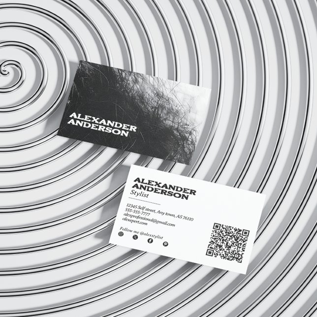 Minimal Professionell för svart kol, kloster Visitkort (Minimal Black Charcoal Scribble Professional Business Card)