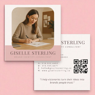 Minimal Professionell Företag Namn Rosa Fyrkantigt Visitkort
