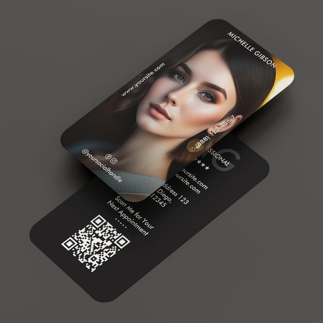 Minimal Professionell, fotomonogram svart Visitkort (Skapare uppladdad)