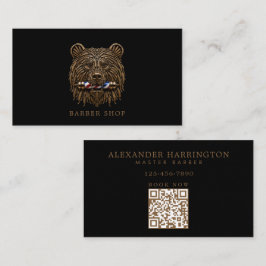 Minimal professionell herrfrisör Bronze Bear Visitkort