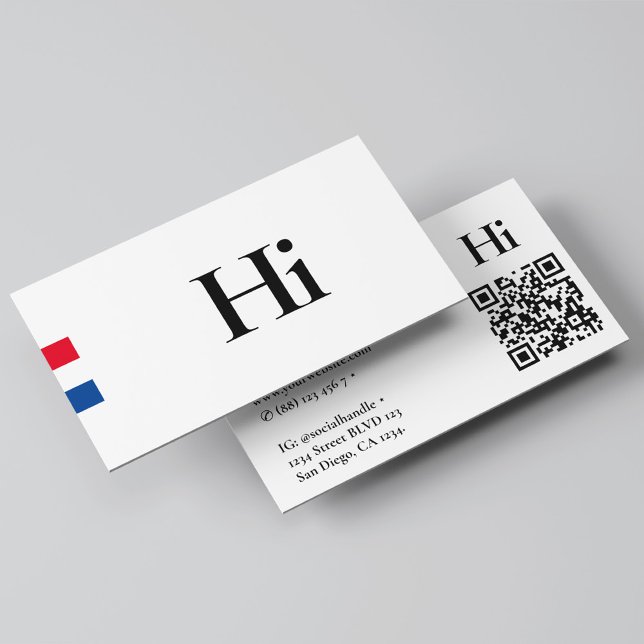 Minimal Professionell Hi Monogram Rött vitt blått Visitkort (Minimal Professional Hi Monogram Red White Blue Business Card
)