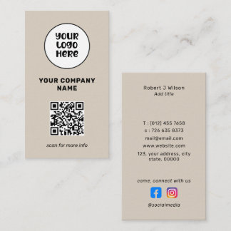 Minimal professionell logotyp QR-kod för sociala m Visitkort