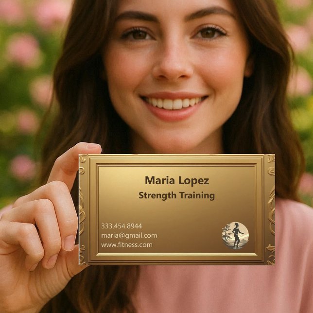 Minimal Professionell Lysande Guld Styrketränare Visitkort (Minimal Professional Shining Gold Strength Trainer Business Card)