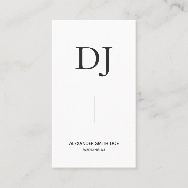 Minimal Professionell Monogram DJ Visitkort (Framsida)
