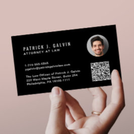 Minimal Professionell QR-kod, fotosvart Visitkort