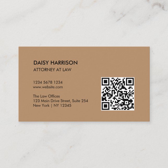 Minimal Professionell QR-kod Light Brown Visitkort (Framsida)