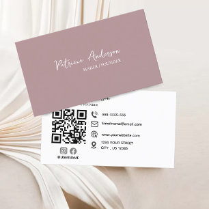 Minimal Professionell QR-kod  Rosa Visitkort