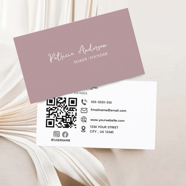 Minimal Professionell QR-kod  Rosa Visitkort (Minimal Professional QR Code Blush Pink Business Card)