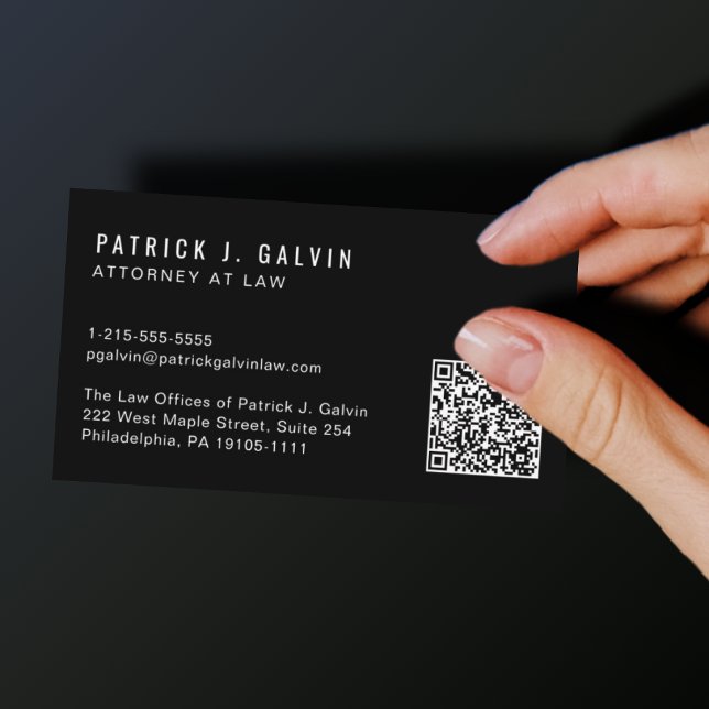 Minimal professionell QR-kod svart visitkort (Skapare uppladdad)
