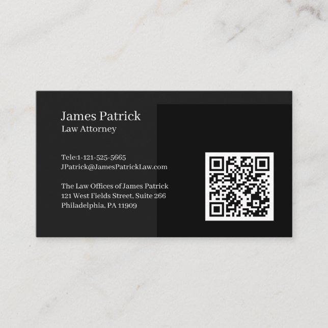 Minimal professionell QR-kod svart visitkort (Framsida)