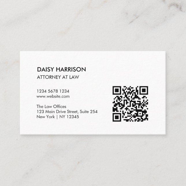 Minimal Professionell QR-kod vit Visitkort (Framsida)