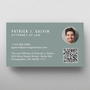 Minimal Professionell QR-kodsfoto-Grönt Visitkort