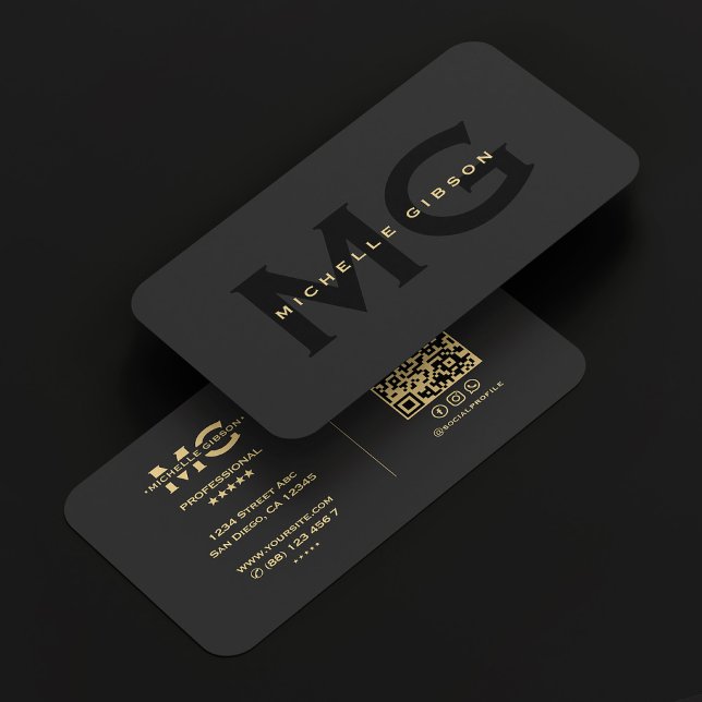 Minimal Professionell, svart Initialer Visitkort (Minimal Professional Monogram Black Initials Business Card
)
