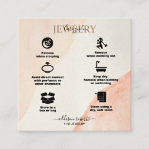 Minimal Professionell Terracotta Boho Jewelry Care Fyrkantigt Visitkort