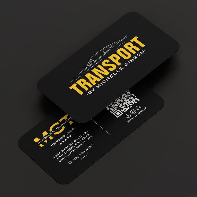 Minimal Professionell Transport Gult Taxi Black Visitkort (Minimal Professional Transport Yellow Taxi Black Business Card
)