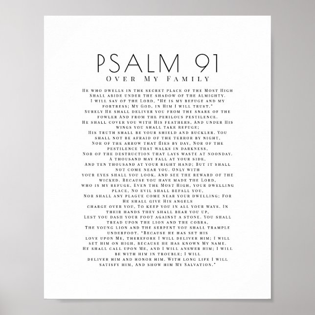 Minimal Psalm 91 över min familjs kristna Poster (Framsidan)