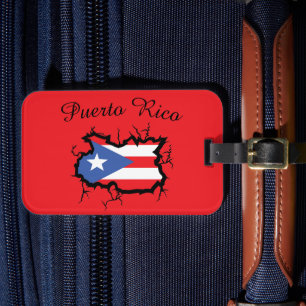 Minimal Puerto Rico Karta Flagga Bagagebricka