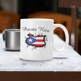 Minimal Puerto Rico Karta Flagga Kaffemugg