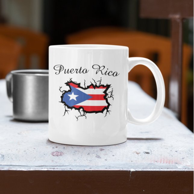 Minimal Puerto Rico Karta Flagga Kaffemugg (Minimal Puerto Rico Map National Flag Coffee Mug)