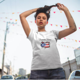 Minimal Puerto Rico Karta Flagga T Shirt
