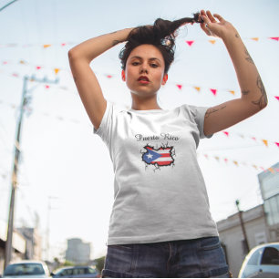 Minimal Puerto Rico Karta Flagga T Shirt