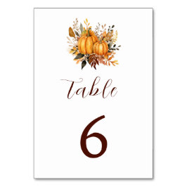 Minimal Pumpkin-inbjudan för hösten Bröllop Bordsnummer