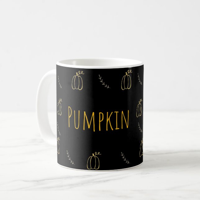 Minimal Pumpkin Line Art Mug Kaffemugg (Framsida vänster)