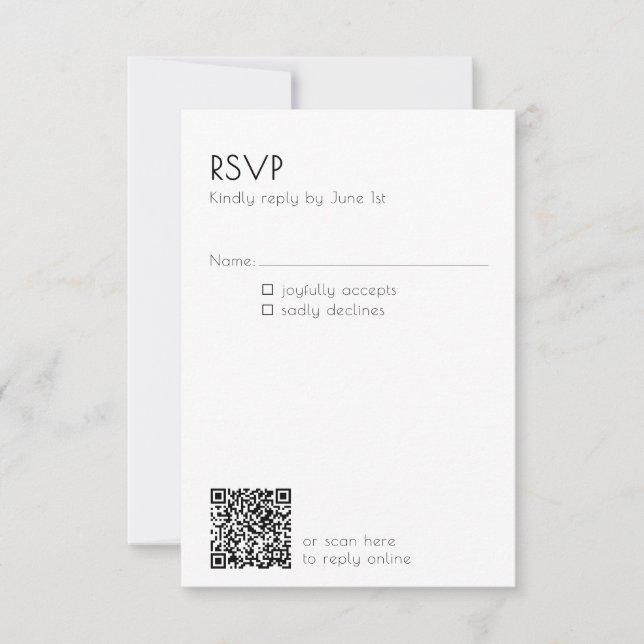Minimal QR Code Mailing Wedding Details Modern  OSA Kort (Framsida)