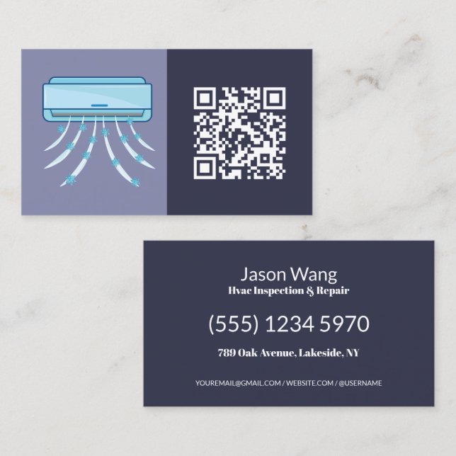 Minimal QR HVAC Visitkort (Fram/baksida)