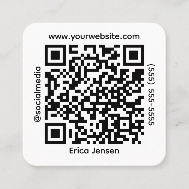 Minimal QR-kod ägare Fyrkantigt Visitkort (Framsida)